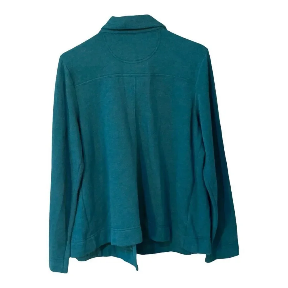Eddie Bauer Women's Sz LG Teal Outdoor Fleece Lined Snap Button Front Jacket